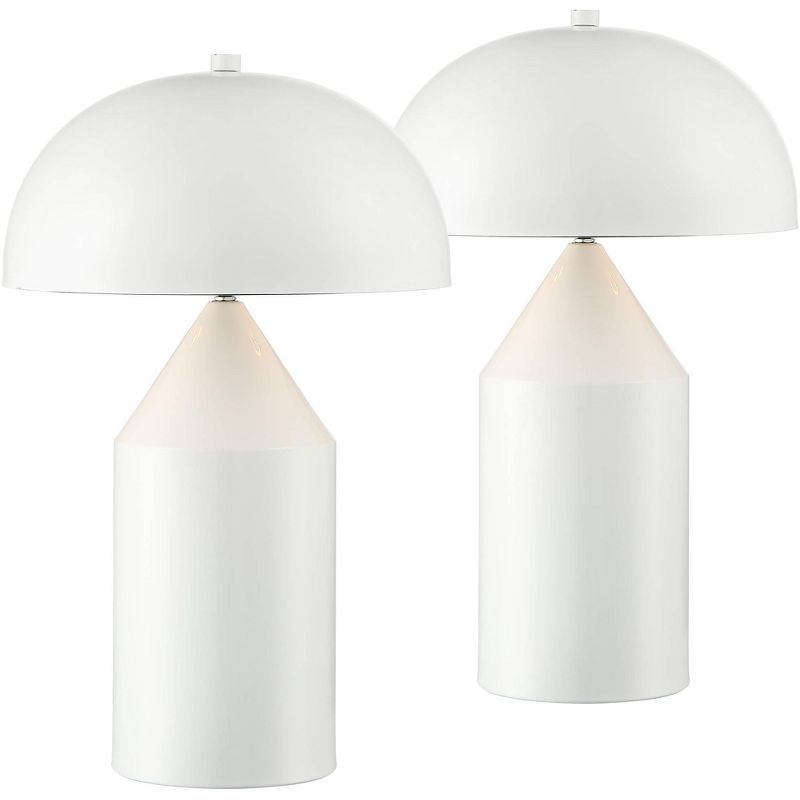 Felix 19" White Metal Dome Table Lamps Set of 2