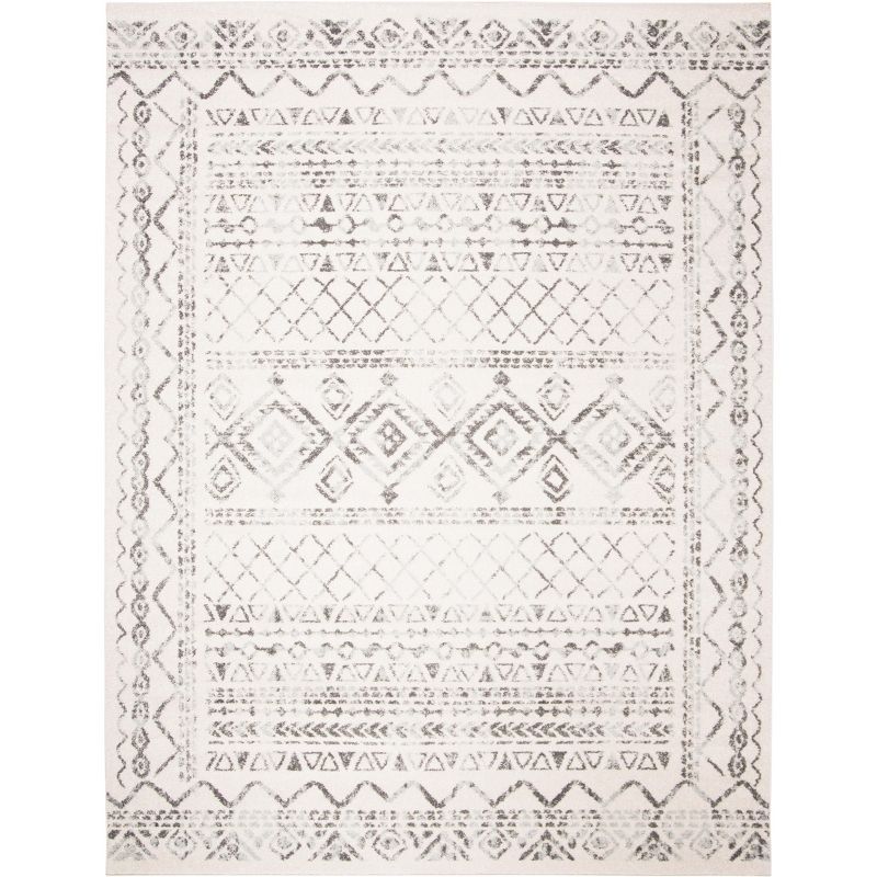 Ivory and Gray Hand-Knotted Rectangular 8' x 10' Area Rug