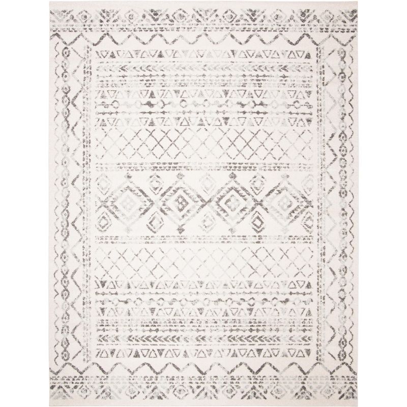 Ivory and Gray Hand-Knotted Rectangular 8' x 10' Area Rug