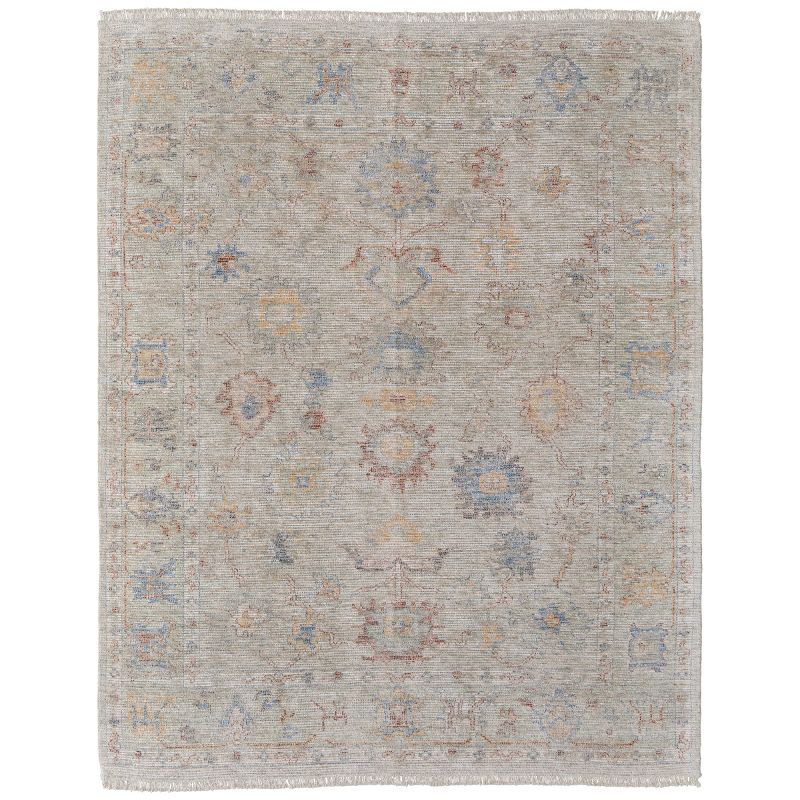 Handwoven Blue and Ivory Wool Rectangular Area Rug 5' x 7'