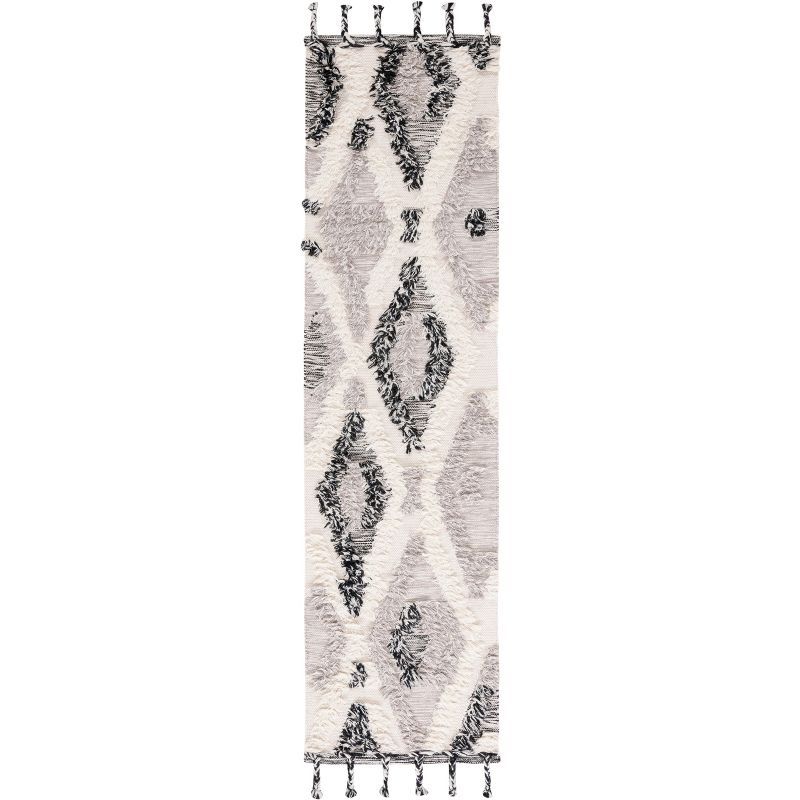 Abstract Gray Hand-Knotted Pure Wool Area Rug