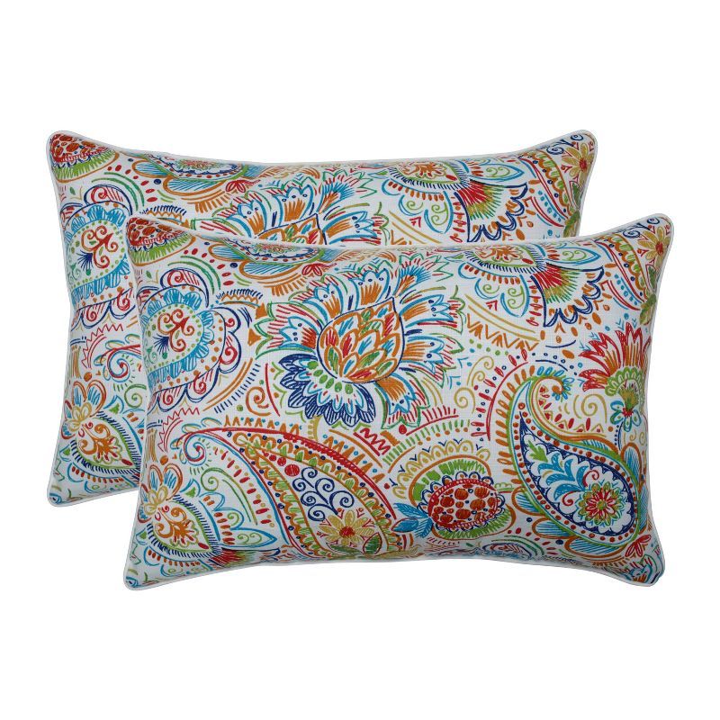 Gilford Multicolor Paisley Rectangular Outdoor/Indoor Throw Pillows Set