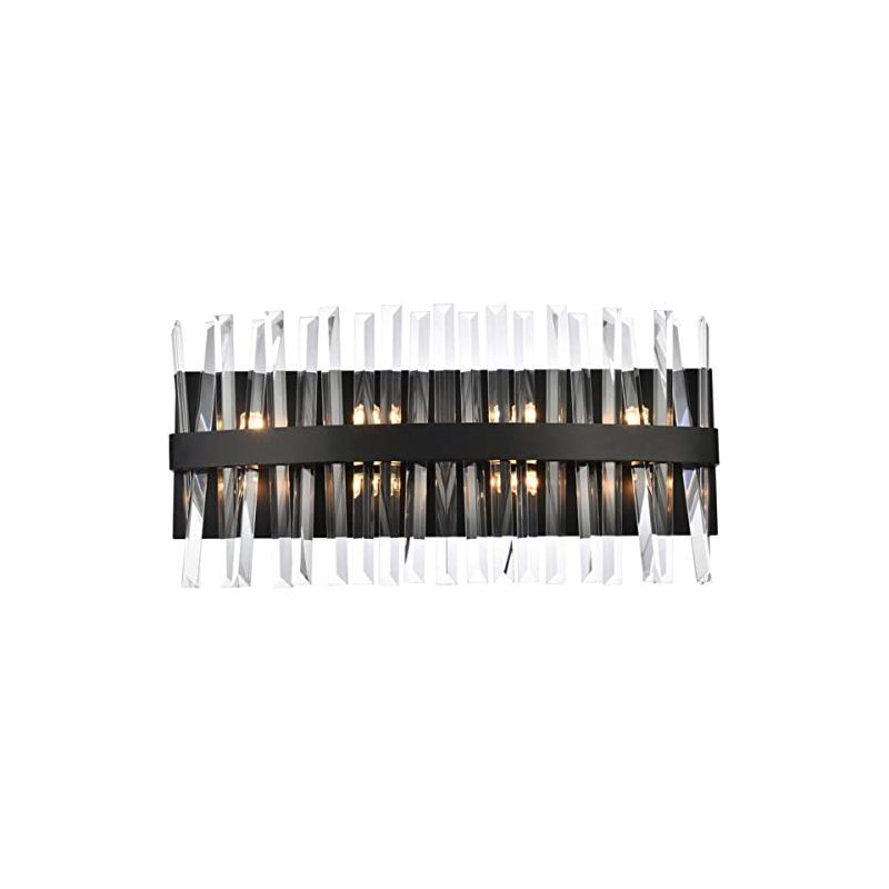 Black Crystal 24-Inch Dimmable 8-Light Bath Sconce