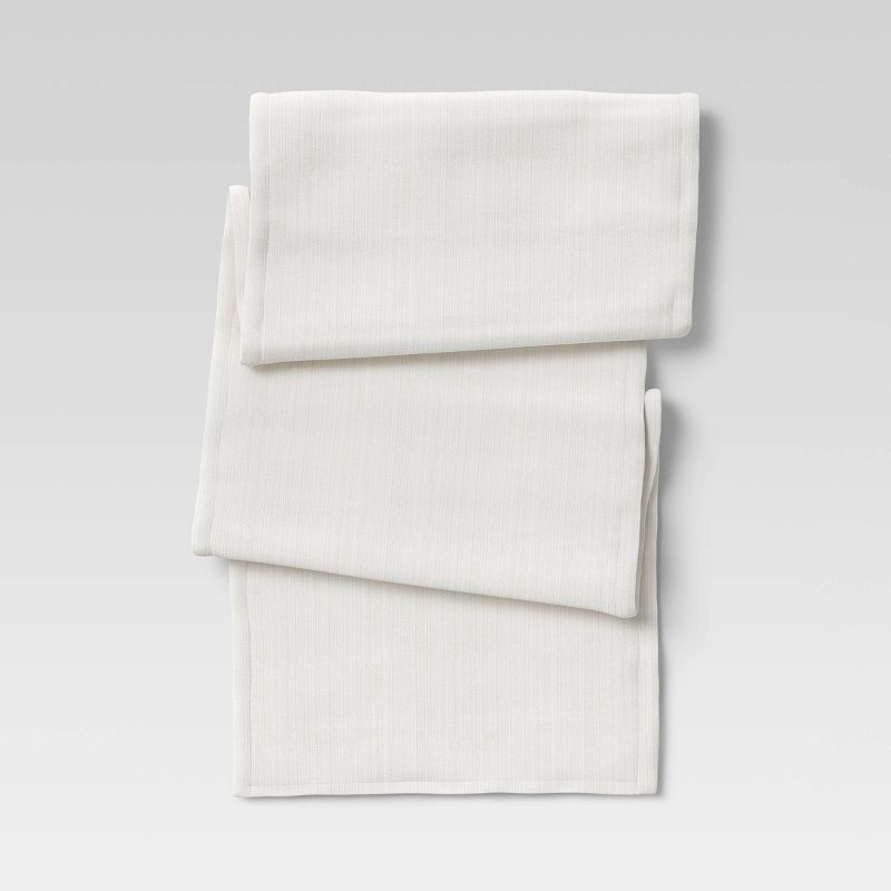 White Cotton Solid Rectangular Table Runner