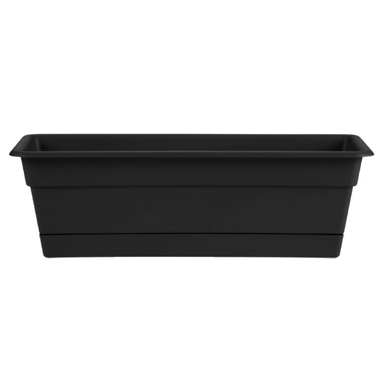 Modern Matte Black Resin Dura Cotta Window Box Planter - 19"x8"