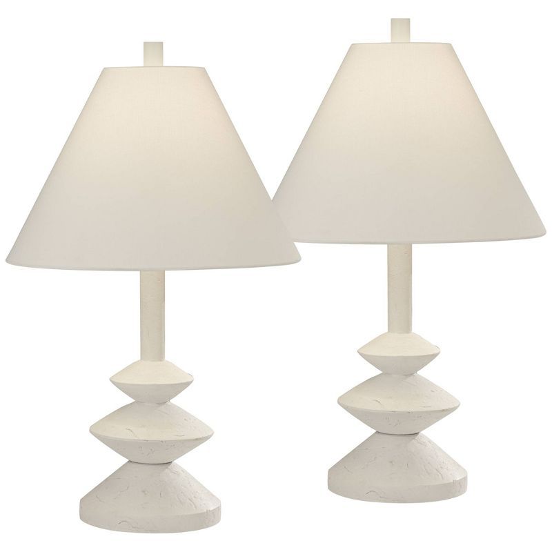 White Sculptural Base Modern Table Lamps Set of 2