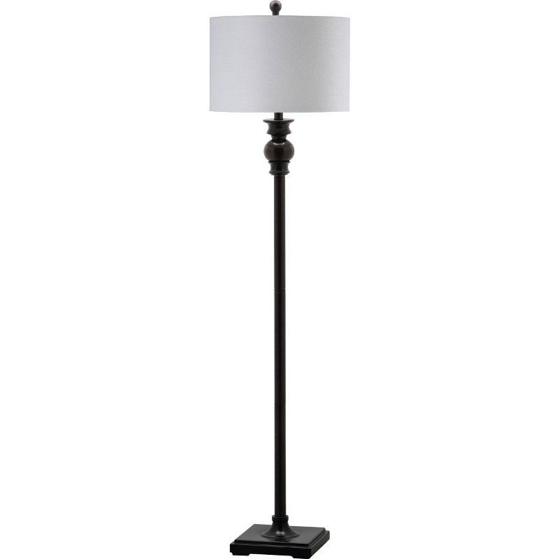 Alphie Ebony 61" Traditional Floor Lamp with Off-White Cotton Shade