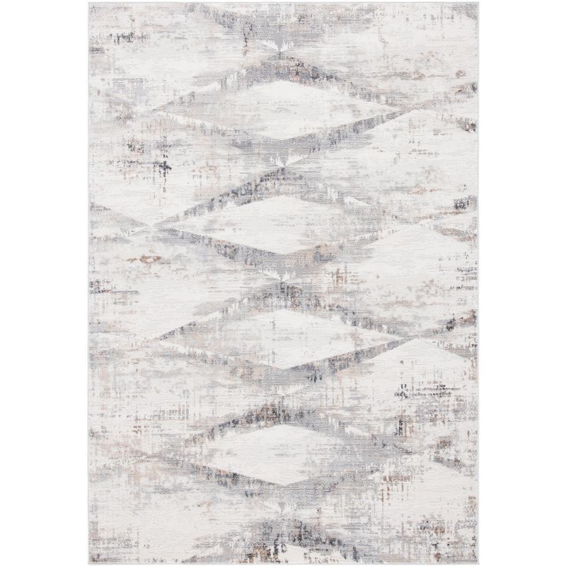 Ivory and Gold Geometric Flat Woven Synthetic Area Rug