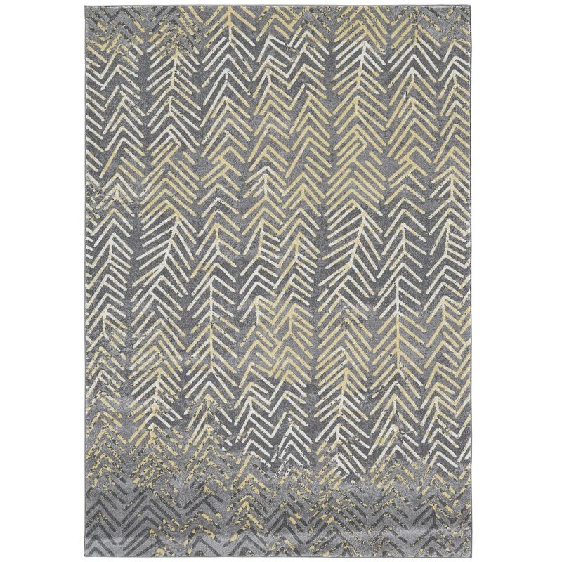 Gray Chevron 8' x 11' Stain-Resistant Synthetic Area Rug