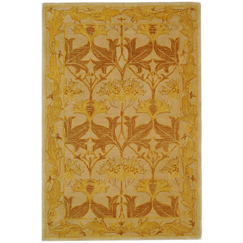 Elegant Ivory and Gold 4' x 6' Hand-Tufted Wool Area Rug