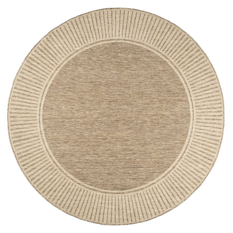 Asha Light Brown Round Indoor/Outdoor Synthetic Area Rug