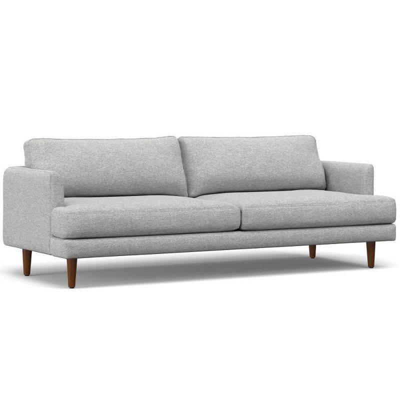 Chloris 90" Mist Grey Fabric Mid-Century Sofa with Wood Legs