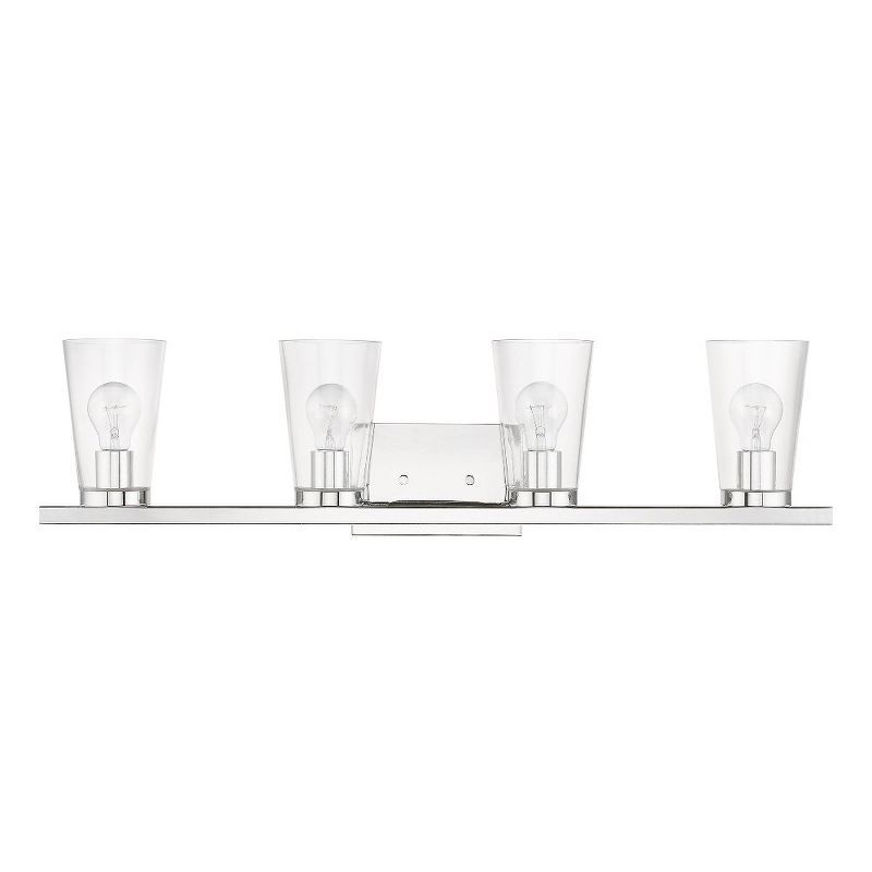 Cityview 4-Light Polished Chrome Vanity with Clear Glass Shades