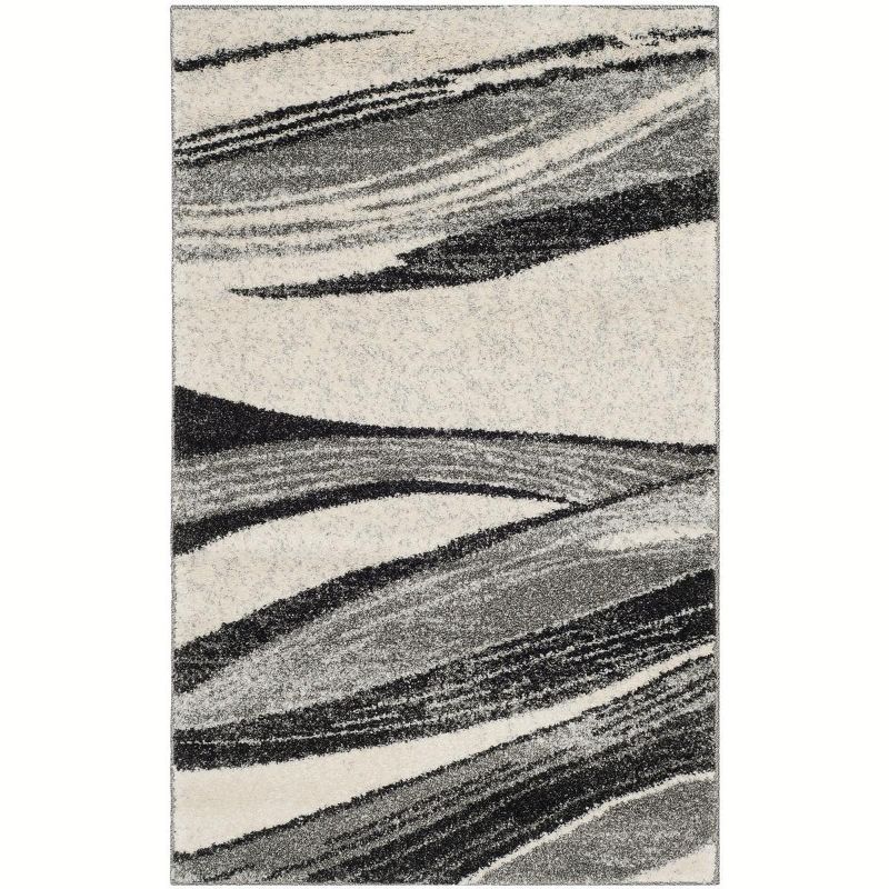 Abstract Shag Gray Synthetic 30" Rectangular Area Rug