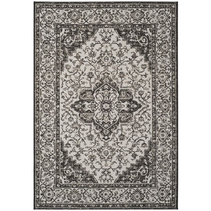 Linden Light Grey & Charcoal Geometric Synthetic Area Rug - 6'7" x 9'2"