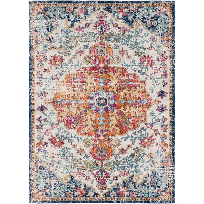 Reversible Rectangular Blue Synthetic 36" Stain-Resistant Rug