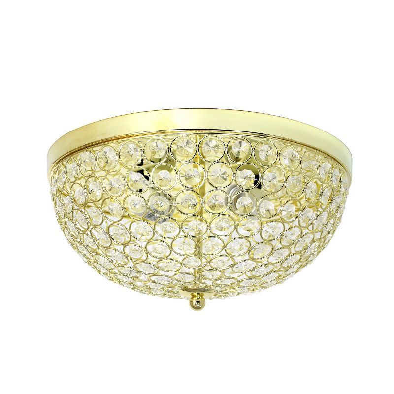 Elegant Gold and Crystal 13'' Flush Mount Ceiling Light