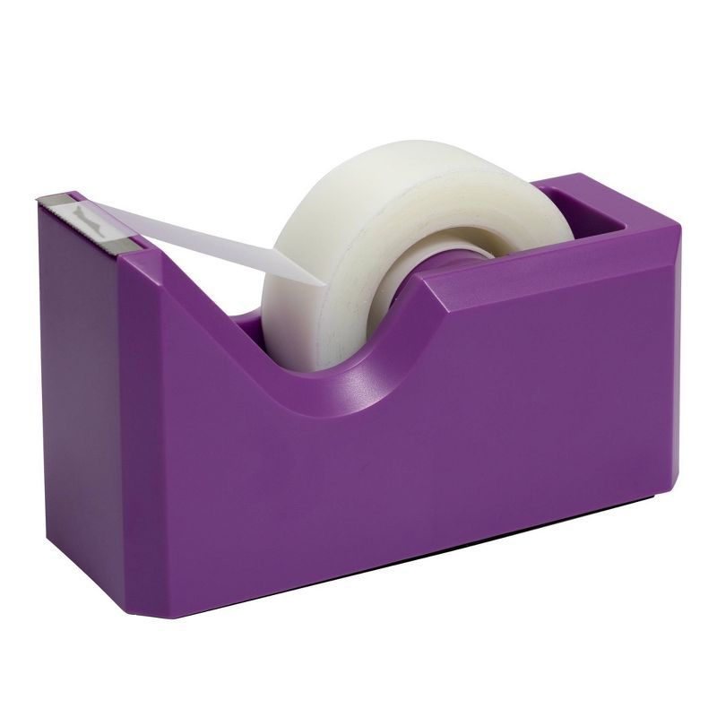 Purple Heavy-Duty Plastic Desk Tape Dispenser