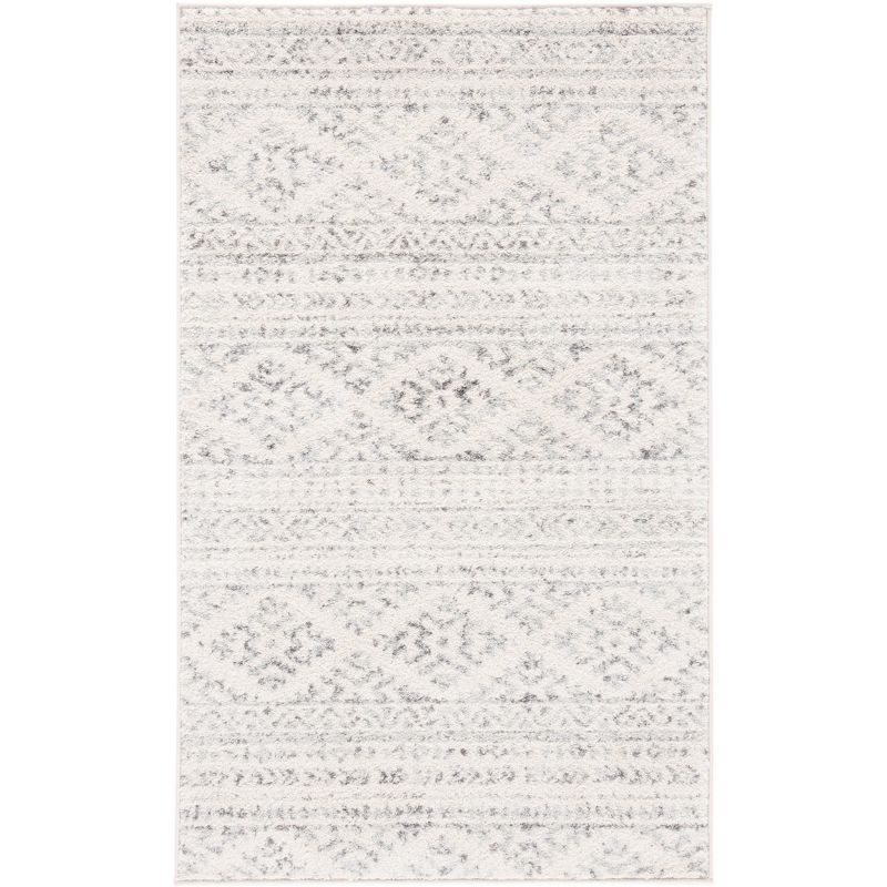 Ivory and Grey Geometric Wool Area Rug