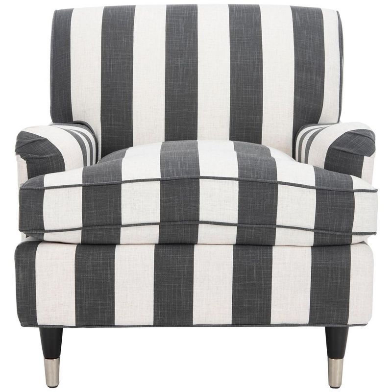 Chloe Black and White Striped Linen Arm Chair