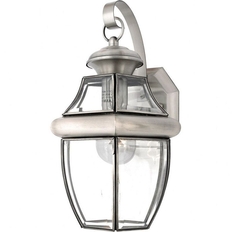 Pewter Finish Dimmable Outdoor Wall Lantern with Clear Glass