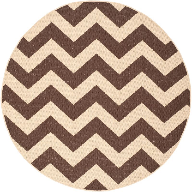 Courtyard Dark Brown Round Synthetic Easy Care Rug