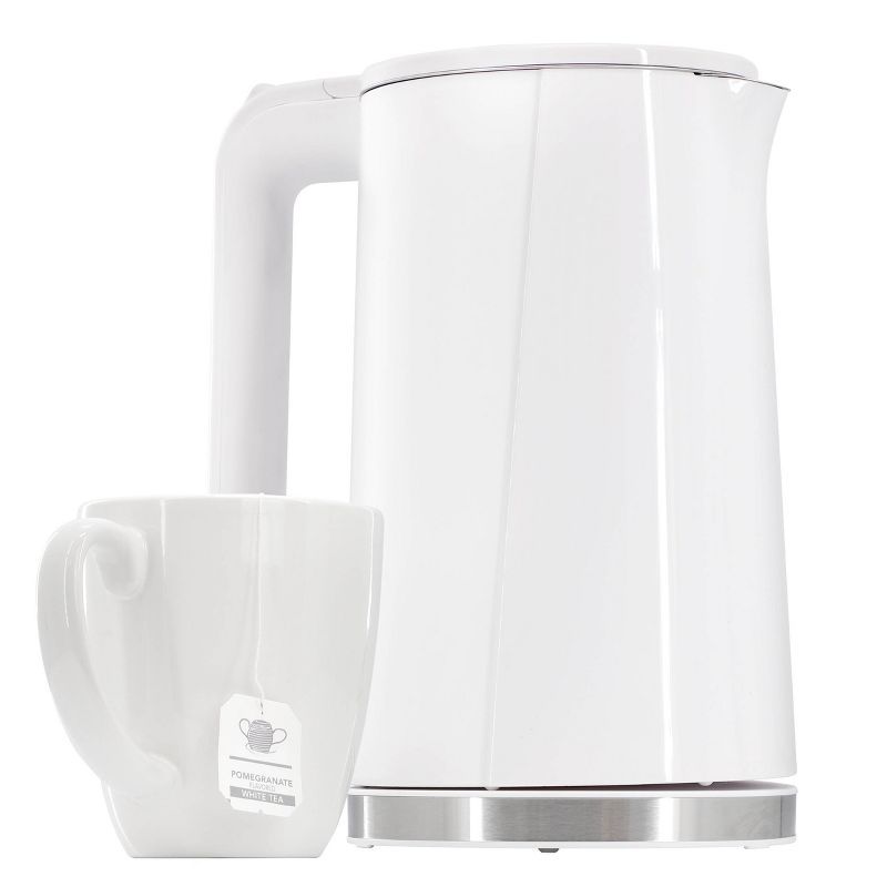 1.7L White Stainless Steel Electric Tea Kettle with Plastic Handle