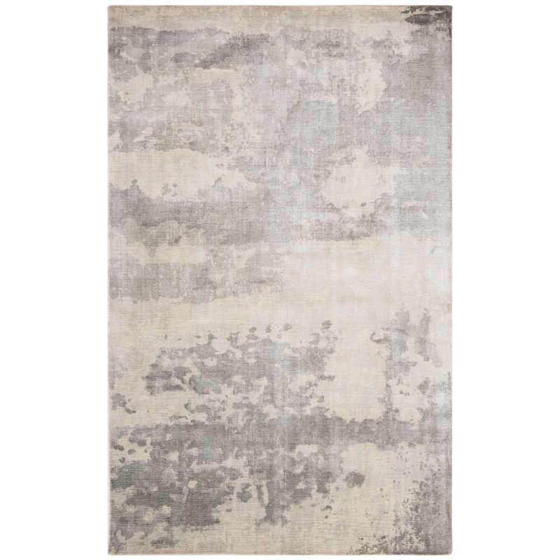 Handmade Gray Abstract 6' x 9' Viscose Silk Area Rug