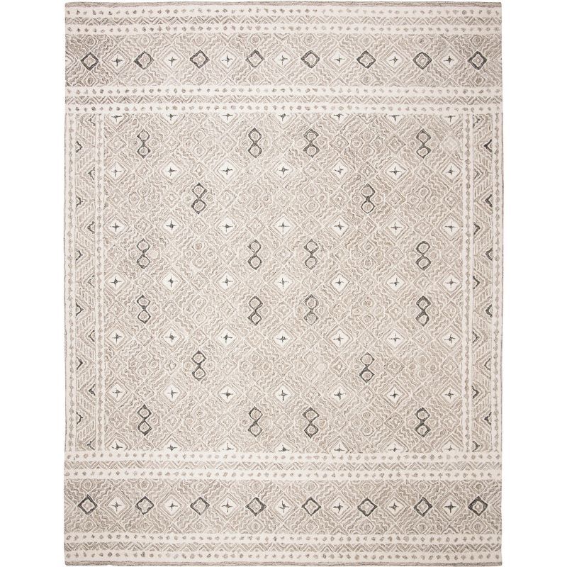 Grey and Ivory Hand-Tufted Wool 8' x 10' Area Rug