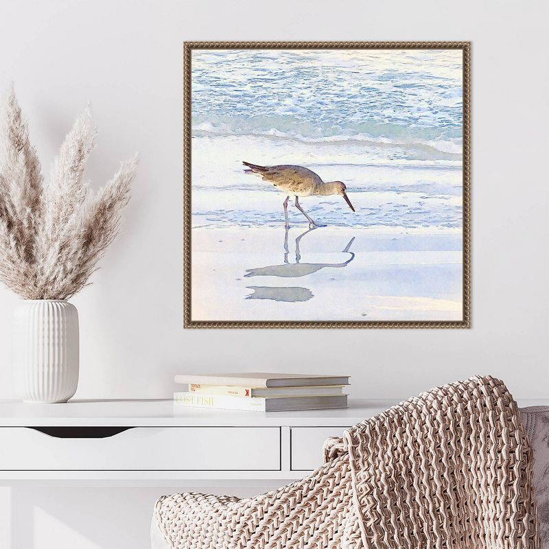 Sandpiper Dreams II Coastal Bronze Framed Canvas Wall Art