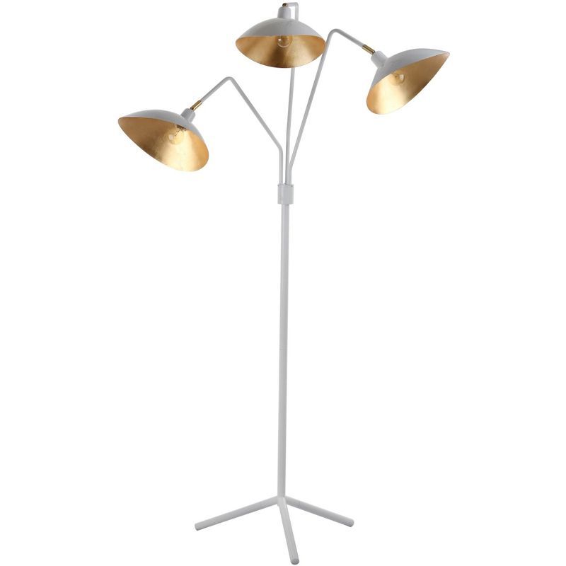 White Adjustable Tripod Floor Lamp with Gold Interior