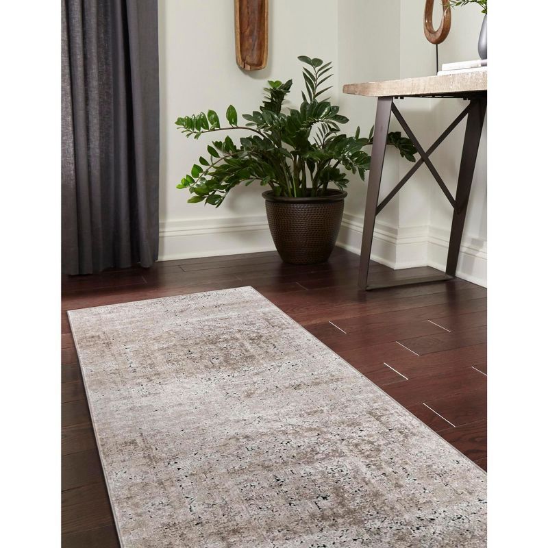 Elegant Medallion Runner Rug in Subtle Beige, Stain-Resistant Synthetic