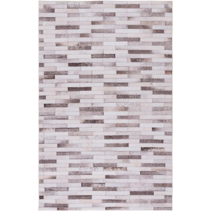 Rustic-Chic Beige & Brown Faux Hide 6' x 9' Washable Rug