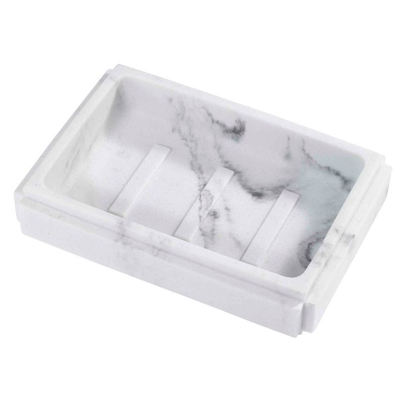 Catania White and Gray Marble Look Resin Soap Dish