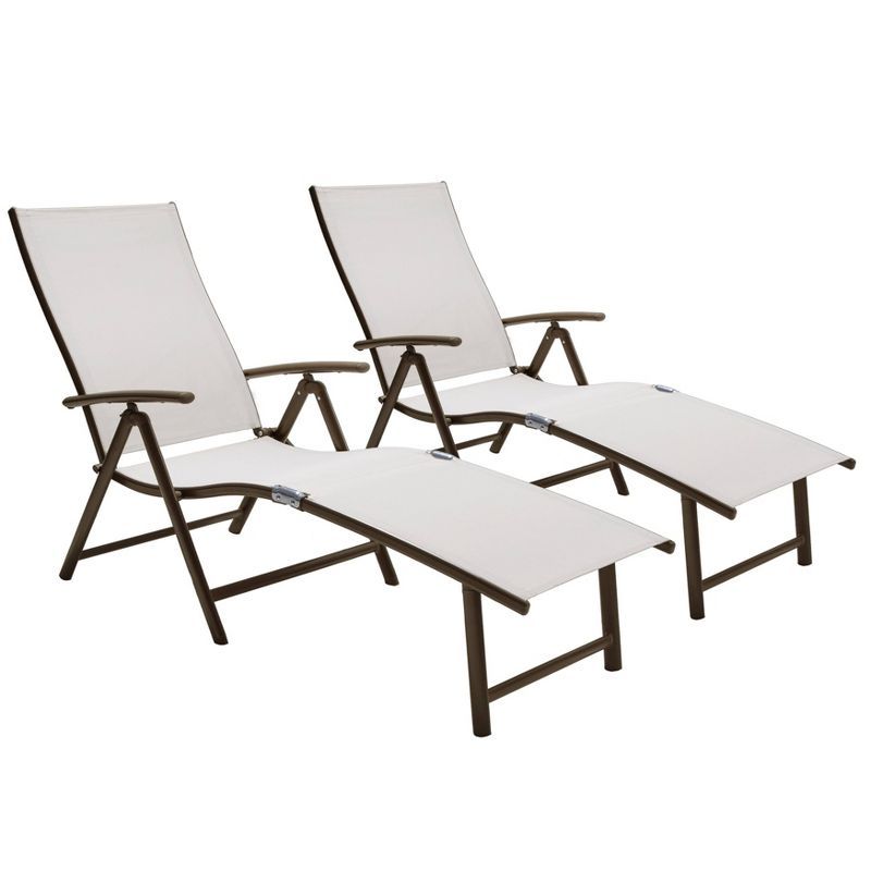 Light Gray Aluminum Adjustable Outdoor Chaise Lounger Set