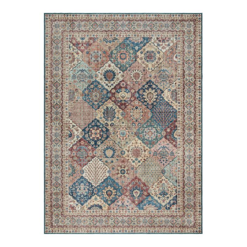 Cinzia Multicolor Synthetic Oriental Washable Area Rug 9x13