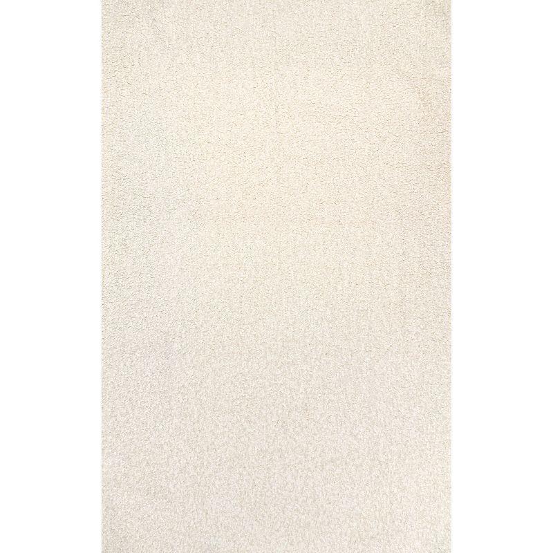 Soft Shaggy 5' x 8' White Synthetic Sheepskin Washable Rug