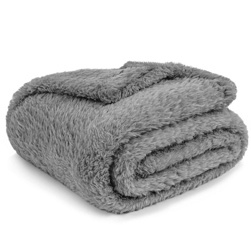 Gray Queen Size Plush Sherpa Fleece Blanket