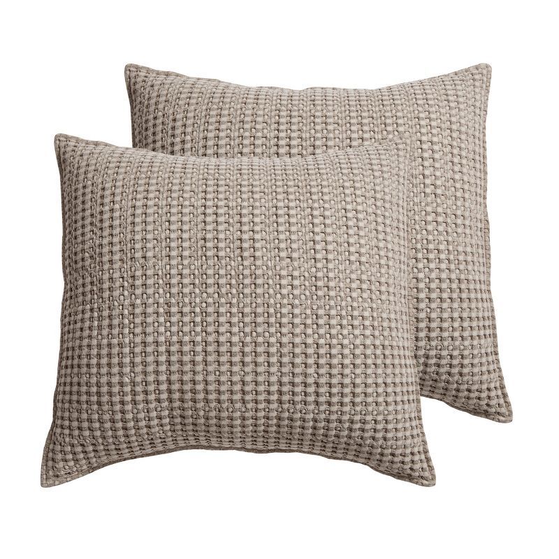 Taupe Waffle Weave Cotton Euro Sham Set of 2