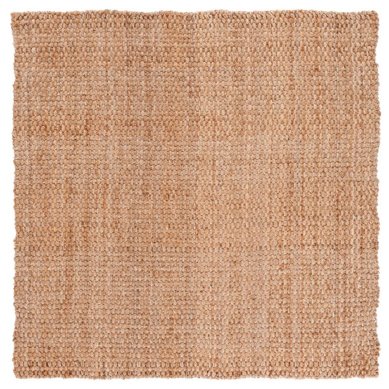 Hand-Knotted Geometric Square Wool Area Rug - 6' Natural