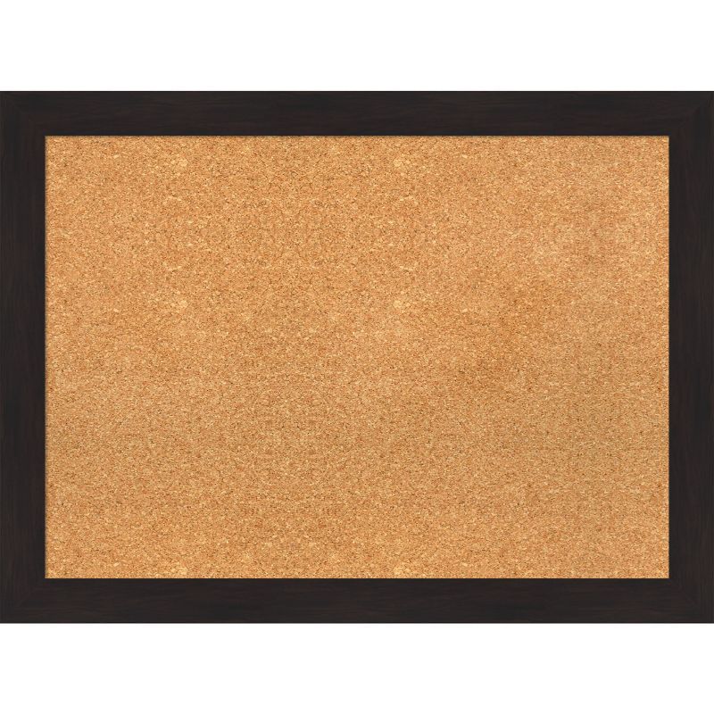 Amanti Art Furniture Espresso Narrow Framed Corkboard, Natural Cork