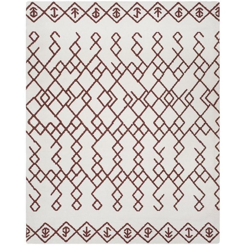 Ivory and Rust Geometric Cotton Flat Woven 8' x 10' Area Rug