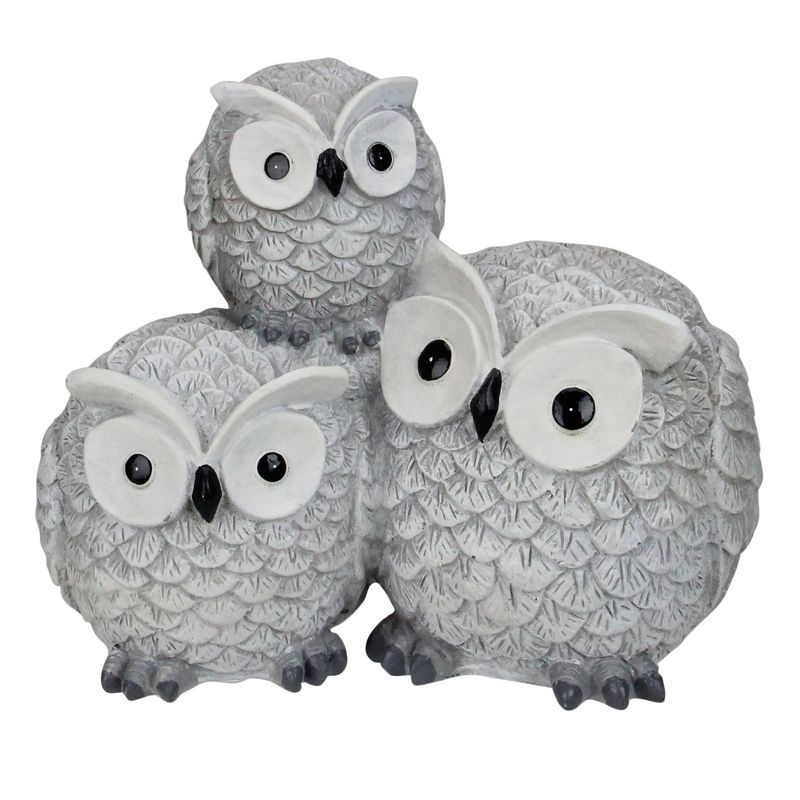 Gray Resin Stacked Owl Garden Statue