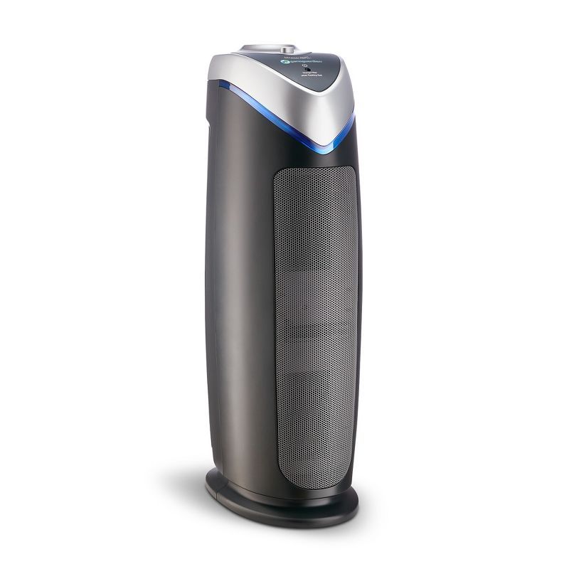 Black and Silver HEPA Tower Air Purifier with UV-C Light