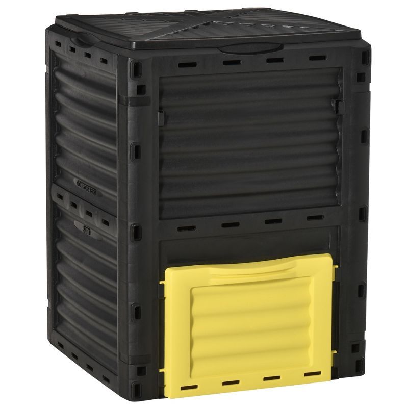 80 Gallon Black and Yellow Outdoor Compost Bin