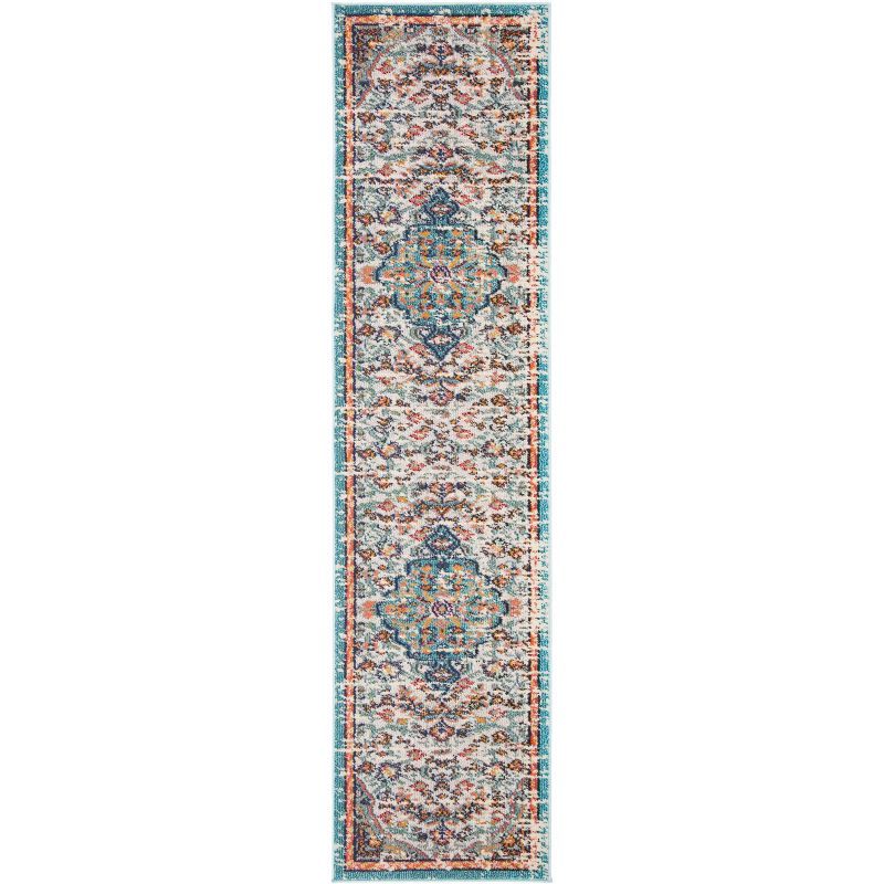 Madison Heirloom Grey/Light Blue Synthetic 2'2" x 6' Runner Rug