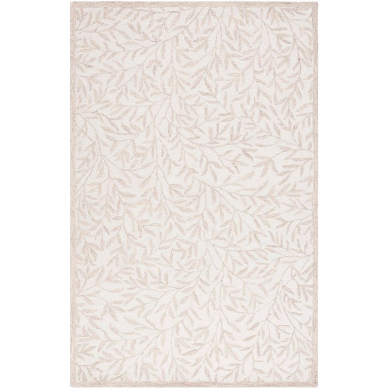 Ivory Beige Hand-Tufted Wool Rectangular Area Rug 5' x 8'