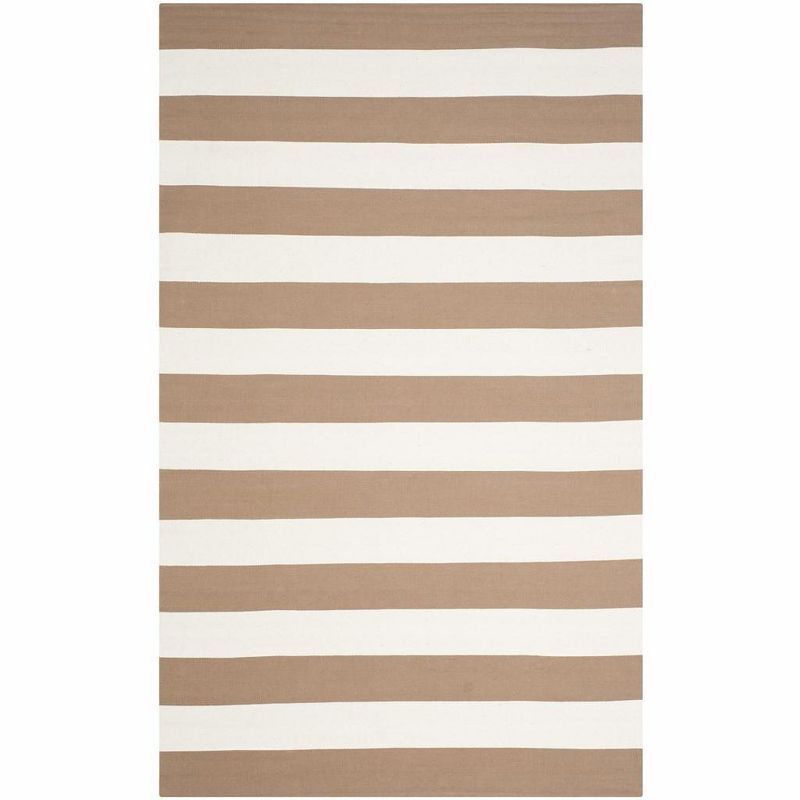 Sand and Ivory Handwoven Cotton Striped Area Rug