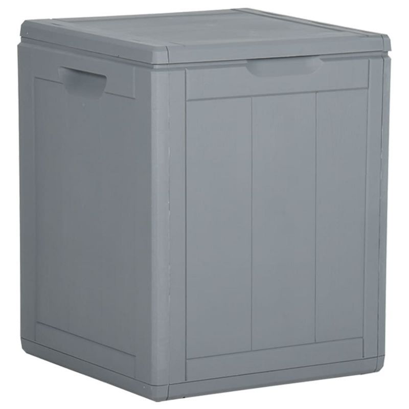 Gray Plastic Wicker Deck Storage Box 20.1" Height