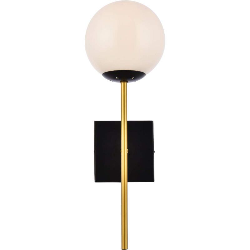Neri Black and Brass Globe Wall Sconce with White Glass Shade